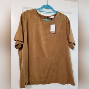 NWT. J. Jill Faux Suede Top